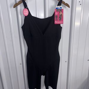 Flexees Maidenform Black Firm Control Body Shaper Singlet Shapewear Size XL